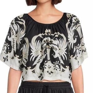 Johnny Was Jade Santi Cropped Blouse — Birds of Paradise - Size XS (NWT)